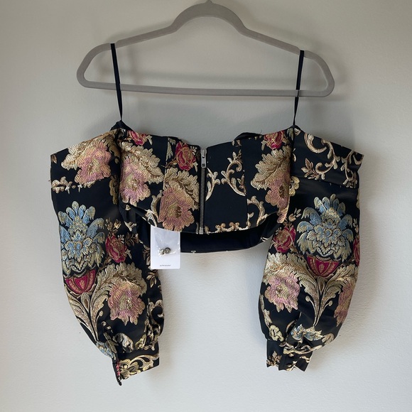 NWT LPA Metallic Brocade Off-The-Shoulder Top - Picture 3 of 7